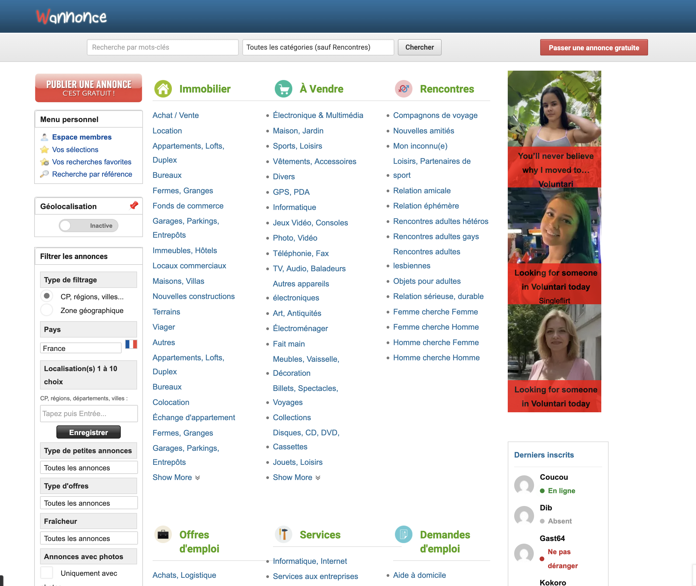 Retour de Wannonce en 2026 site officiel plateforme officielle capture écran sécurité utilisateurs