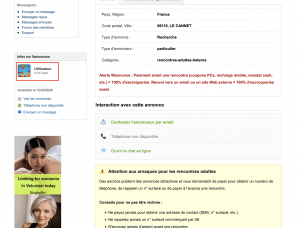Signalement utilisateur via annonce